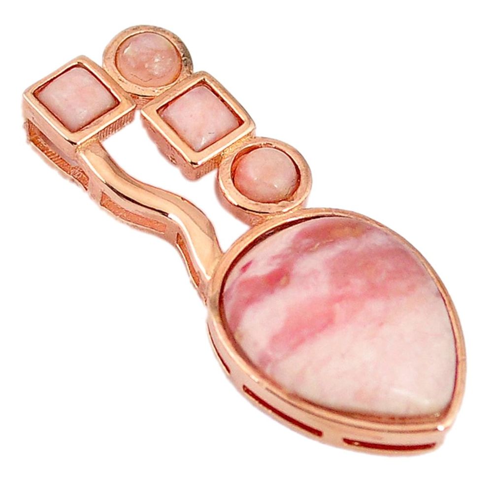 925 sterling silver natural pink opal 14k rose gold pendant jewelry a59280