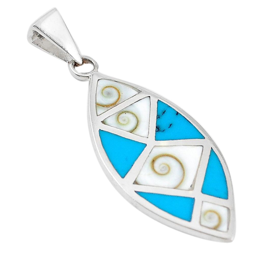 925 silver white shiva eye turquoise enamel pendant jewelry a60530
