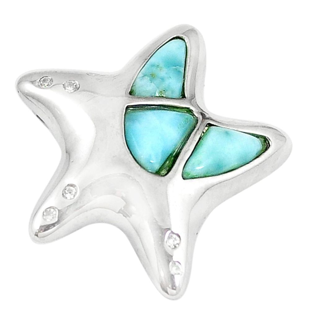 925 sterling silver natural blue larimar topaz star fish pendant jewelry a60619