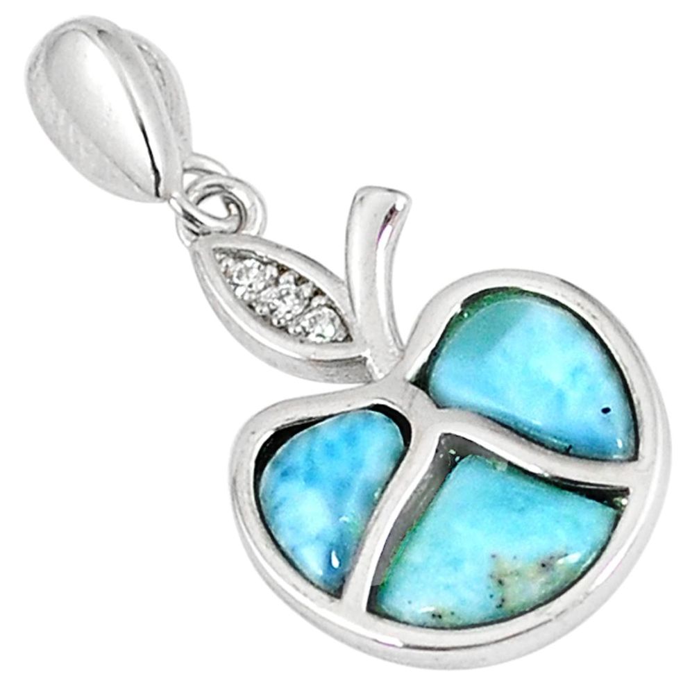 925 sterling silver natural blue larimar fancy topaz pendant jewelry a60653