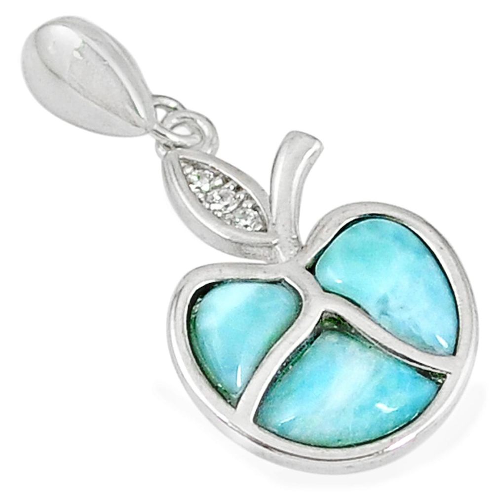 925 sterling silver natural blue larimar white topaz pendant jewelry a60680