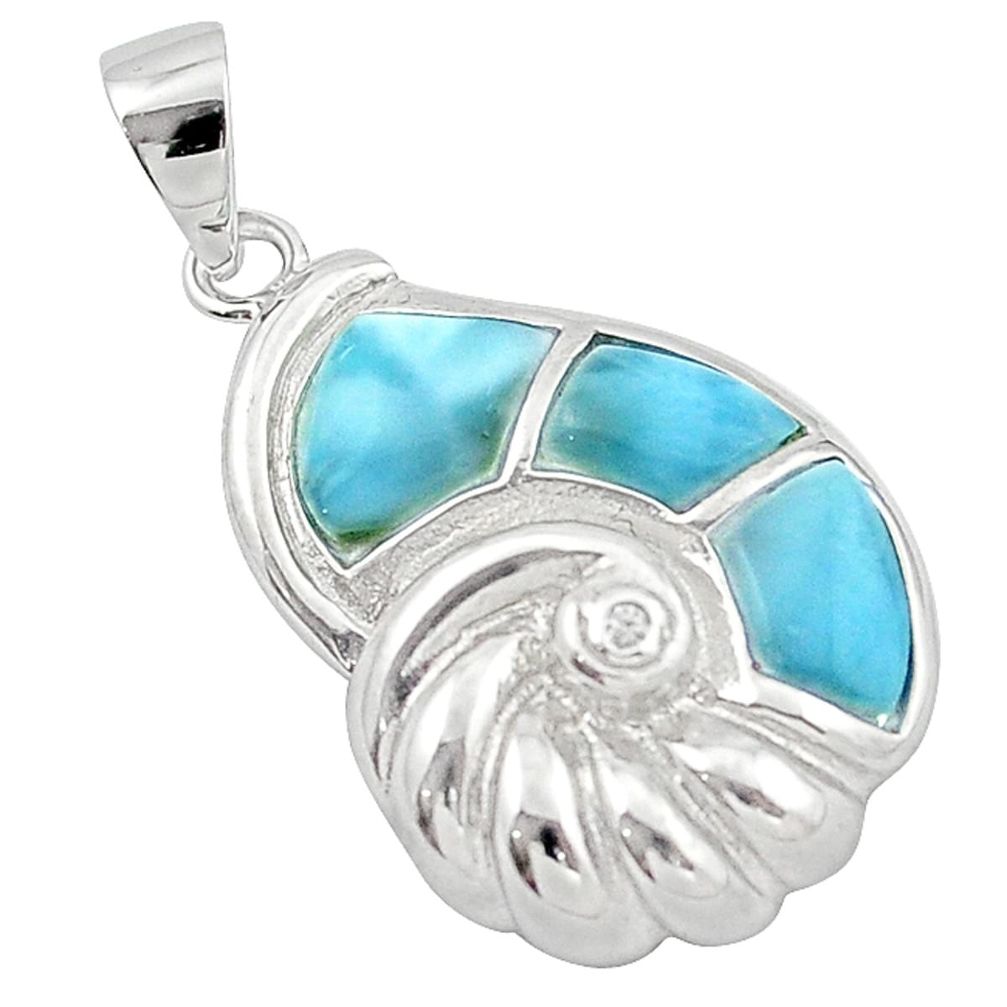 Natural blue larimar topaz 925 sterling silver pendant jewelry a63004