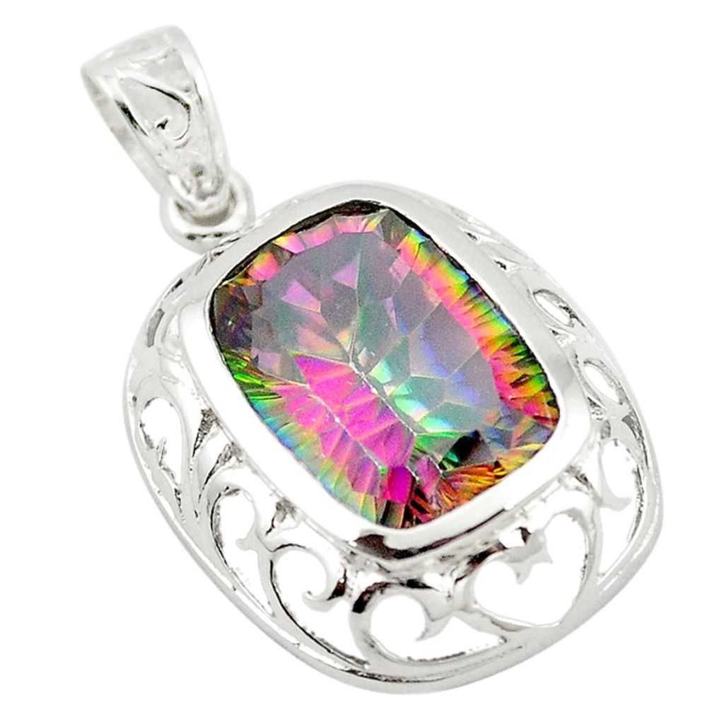 925 sterling silver multi color rainbow topaz pendant jewelry a63597