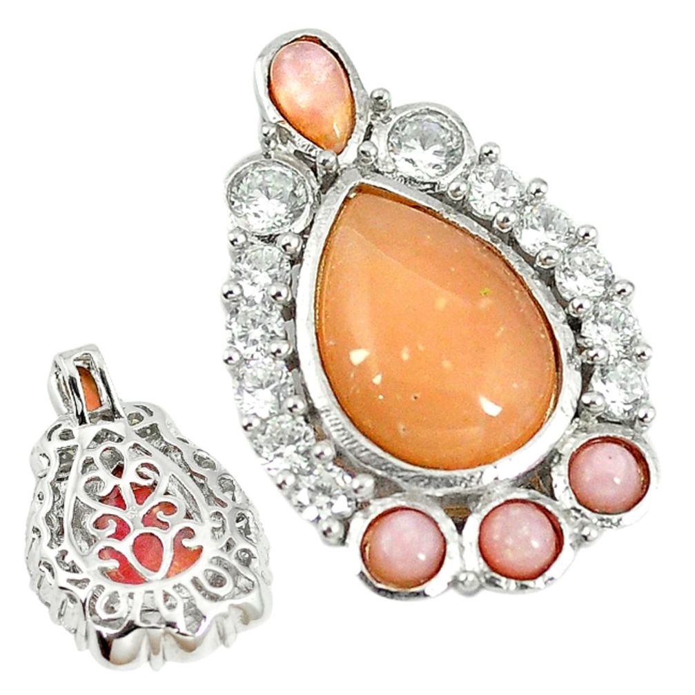 Natural pink opal topaz 925 sterling silver pendant jewelry a68319