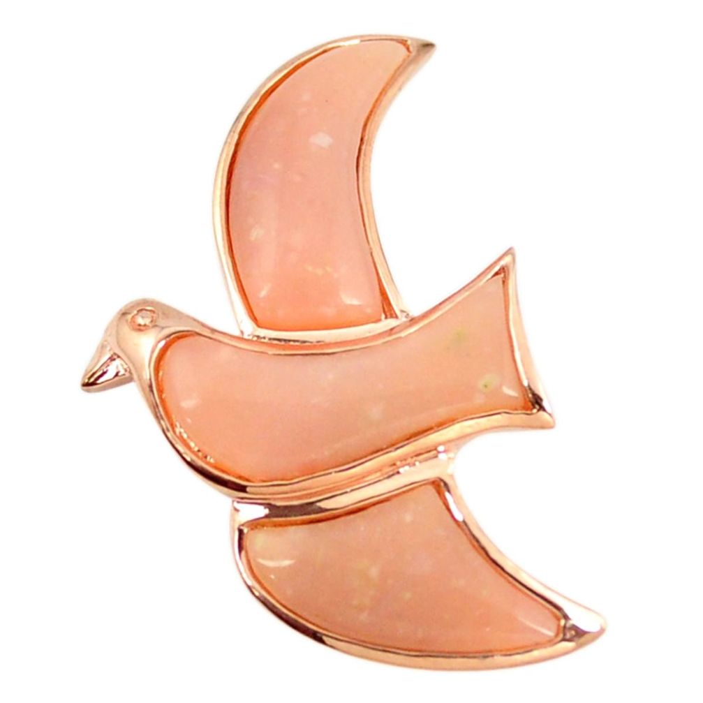 Natural pink opal 925 sterling silver 14k rose gold bird pendant jewelry a68339