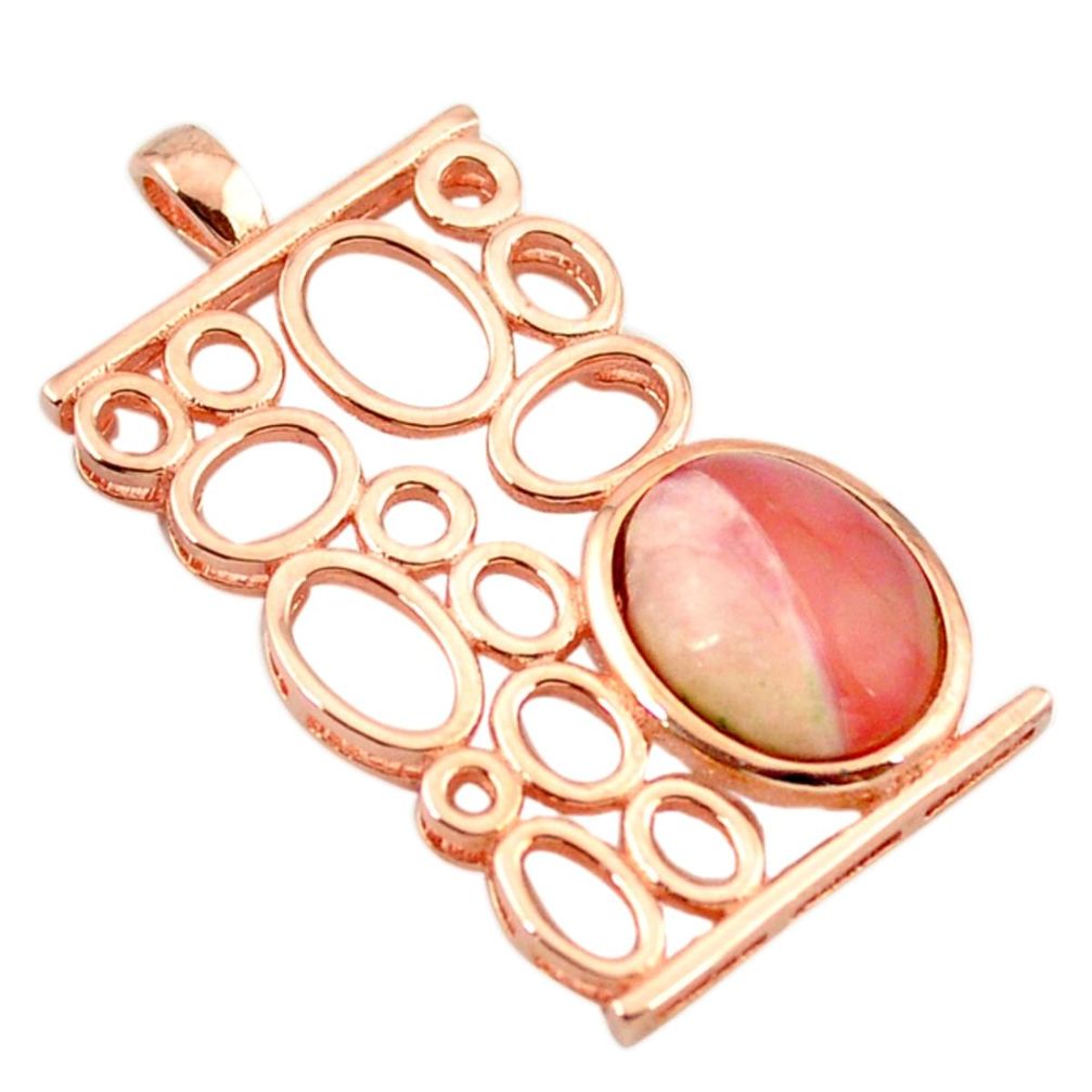 Natural pink opal 925 sterling silver 14k rose gold pendant jewelry a68351