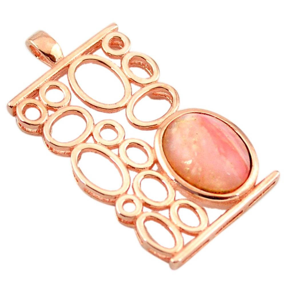 Natural pink opal 925 sterling silver 14k rose gold pendant jewelry a68352