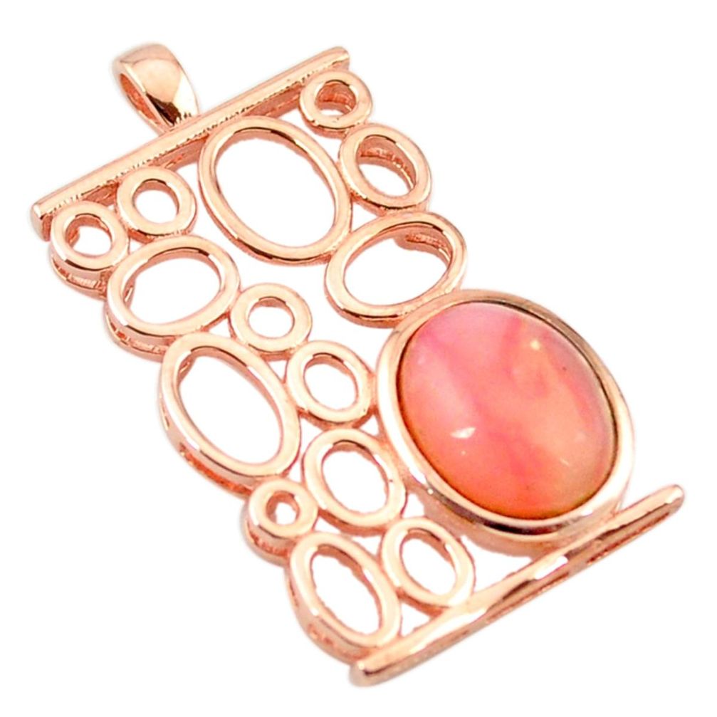 Natural pink opal 925 sterling silver 14k rose gold pendant jewelry a68353