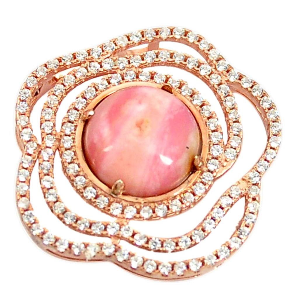 Natural pink opal topaz 925 sterling silver 14k rose gold pendant a68476