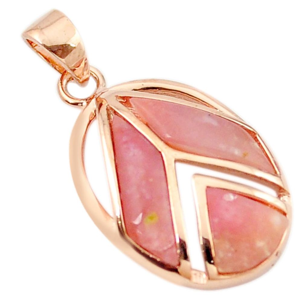 Natural pink opal 925 sterling silver 14k rose gold pendant jewelry a68490
