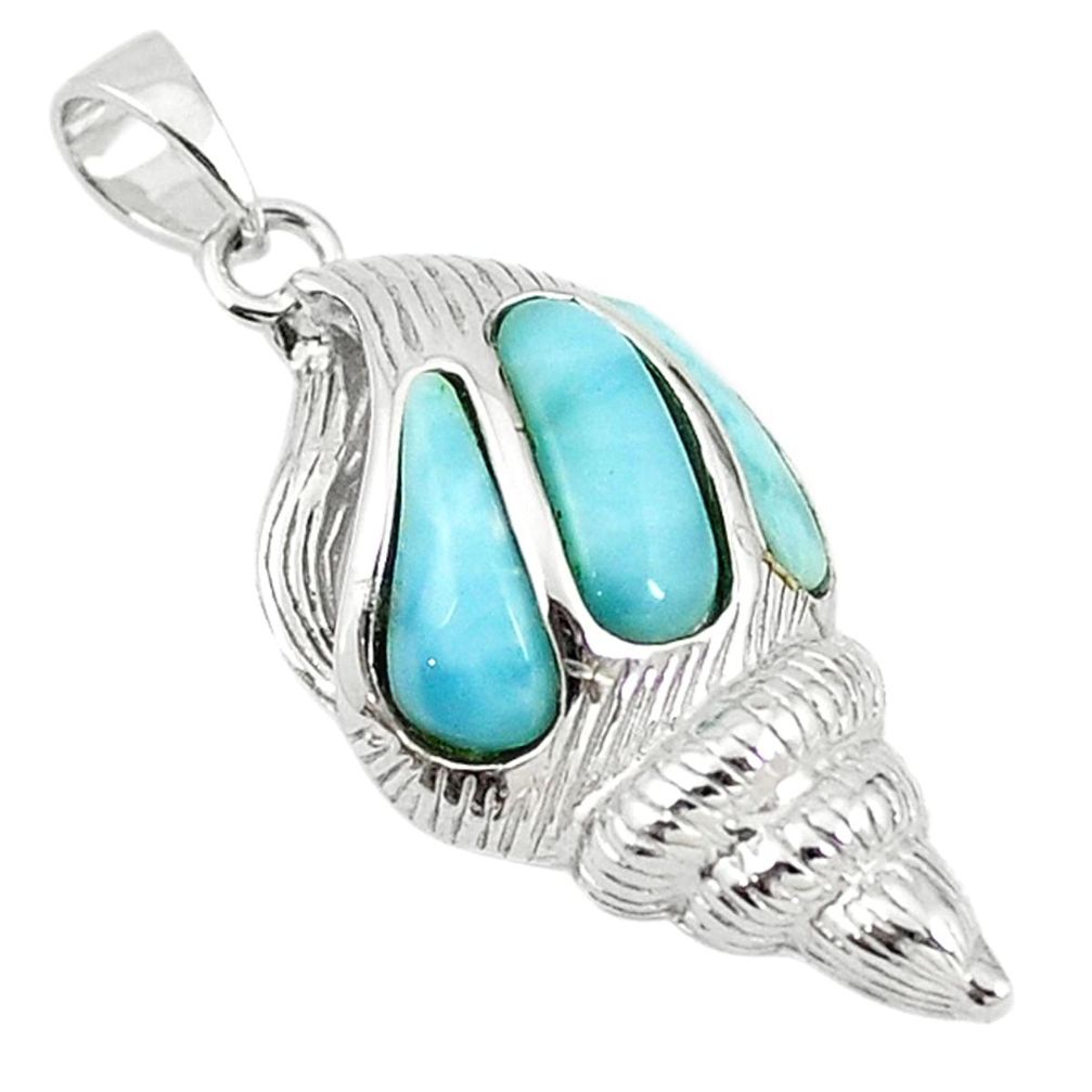 Natural blue larimar fancy 925 sterling silver pendant jewelry a68853