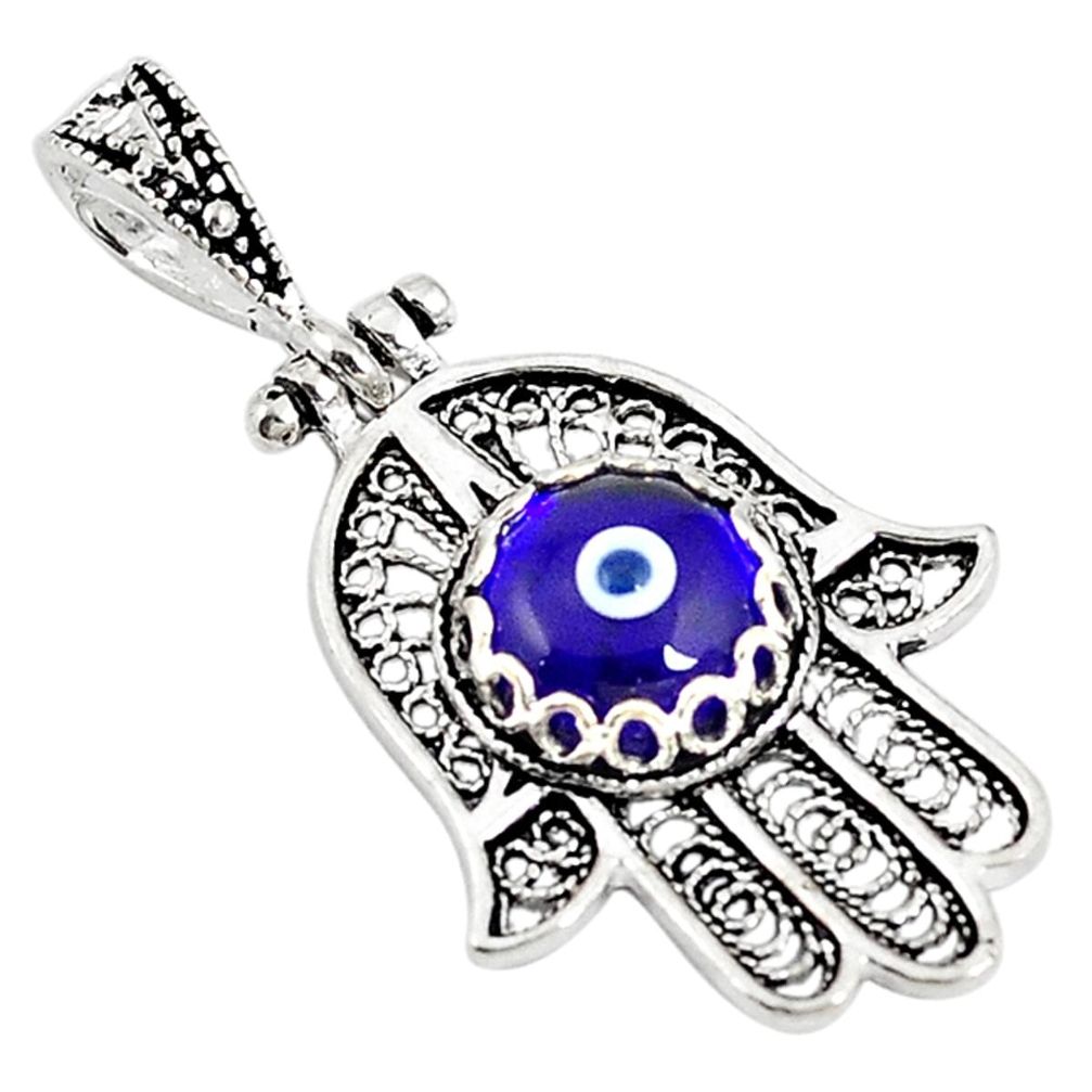 925 silver blue evil eye talismans hand of god hamsa pendant jewelry a69065