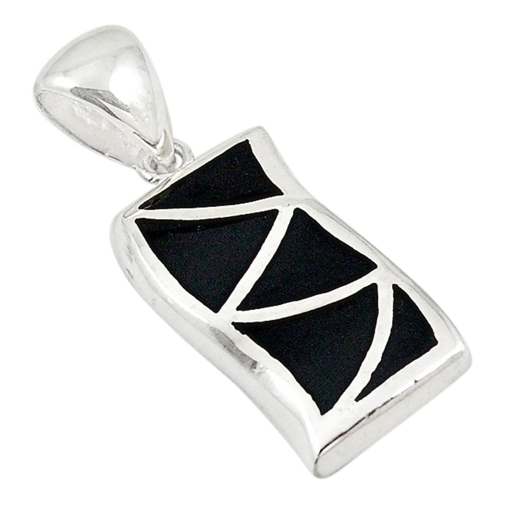 Black onyx enamel 925 sterling silver pendant jewelry a69693