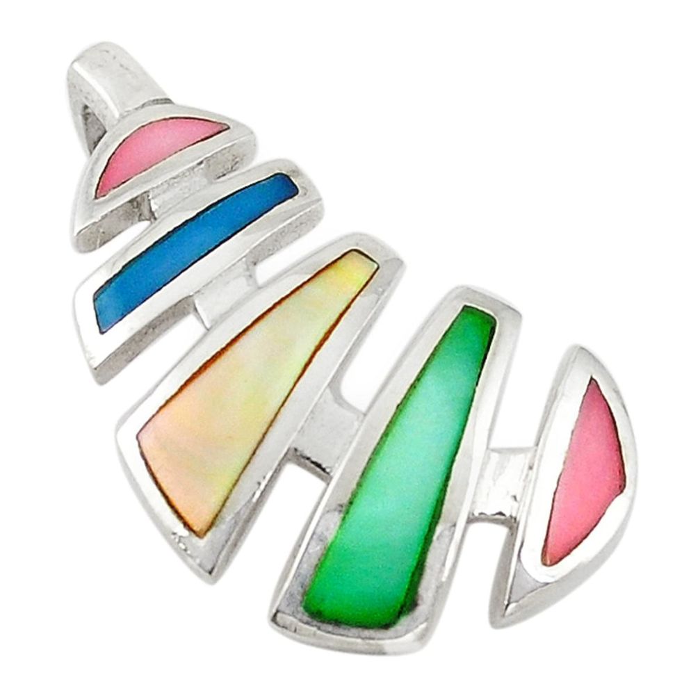 Multi color blister pearl enamel 925 sterling silver pendant jewelry a69747