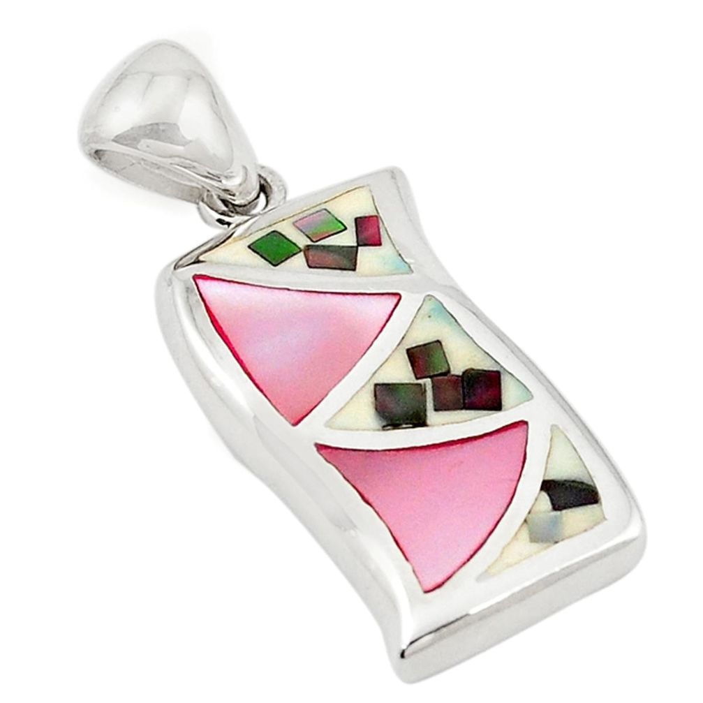 Multi color blister pearl enamel 925 sterling silver pendant jewelry a69782