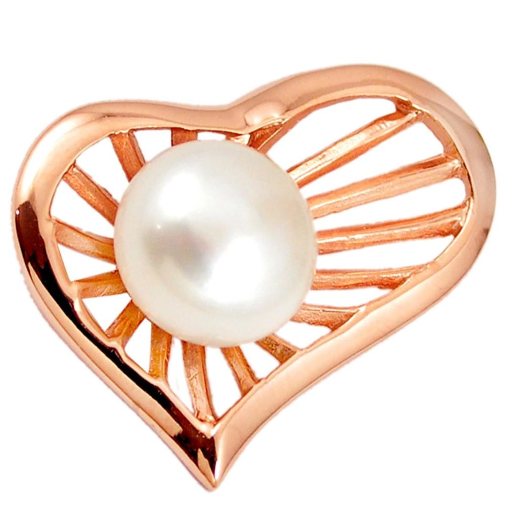 Natural white pearl 925 sterling silver 14k rose gold pendant jewelry a69901