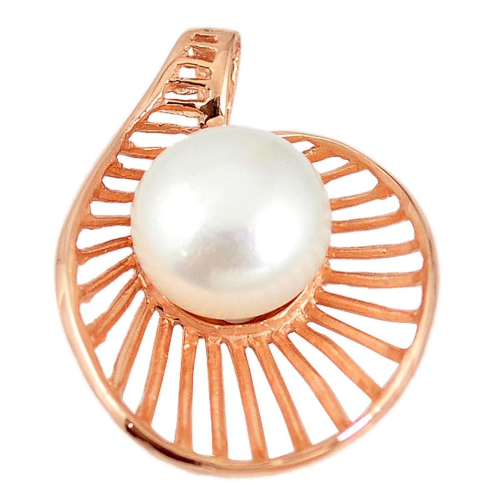 Natural white pearl 925 sterling silver 14k rose gold pendant jewelry a69902