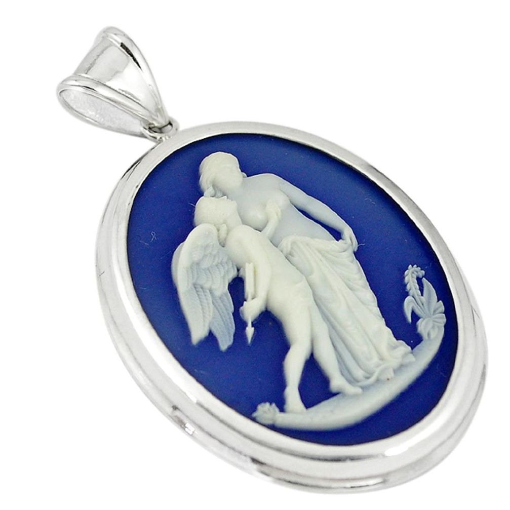 White mother baby love cameo 925 sterling silver pendant jewelry a70003