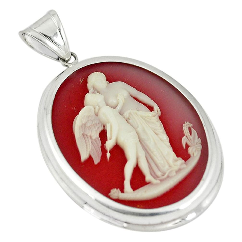White mother baby love cameo 925 sterling silver pendant jewelry a70014