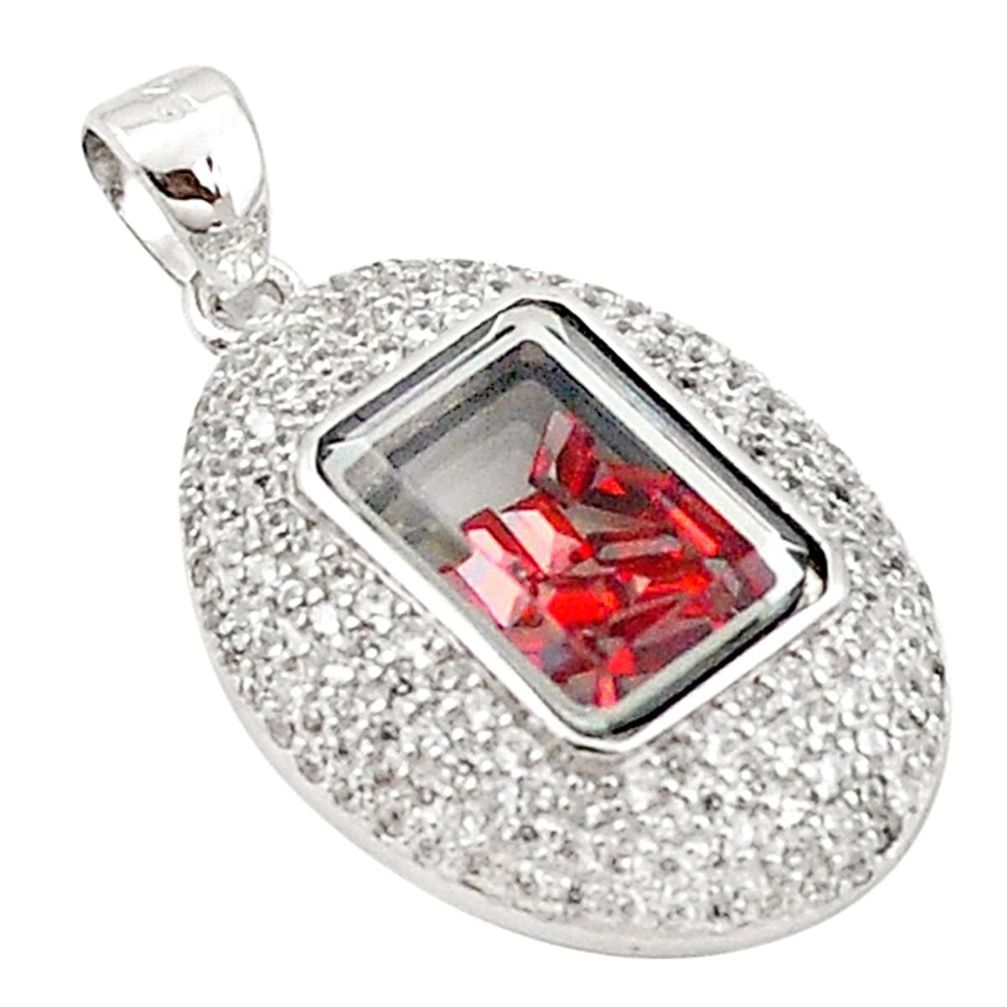 Red garnet quartz cubic zirconia 925 silver moving stone pendant a70305