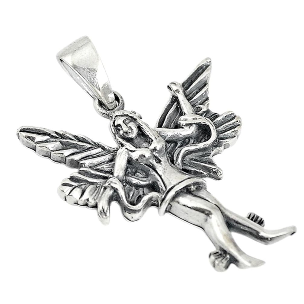 Indonesian bali style solid 925 silver dancing angel wings fairy pendant a72673