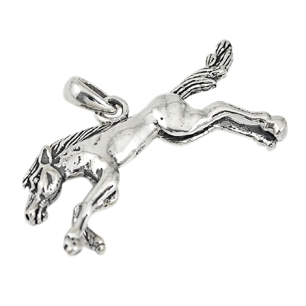 Indonesian bali style solid 925 sterling silver horse charm pendant a72677
