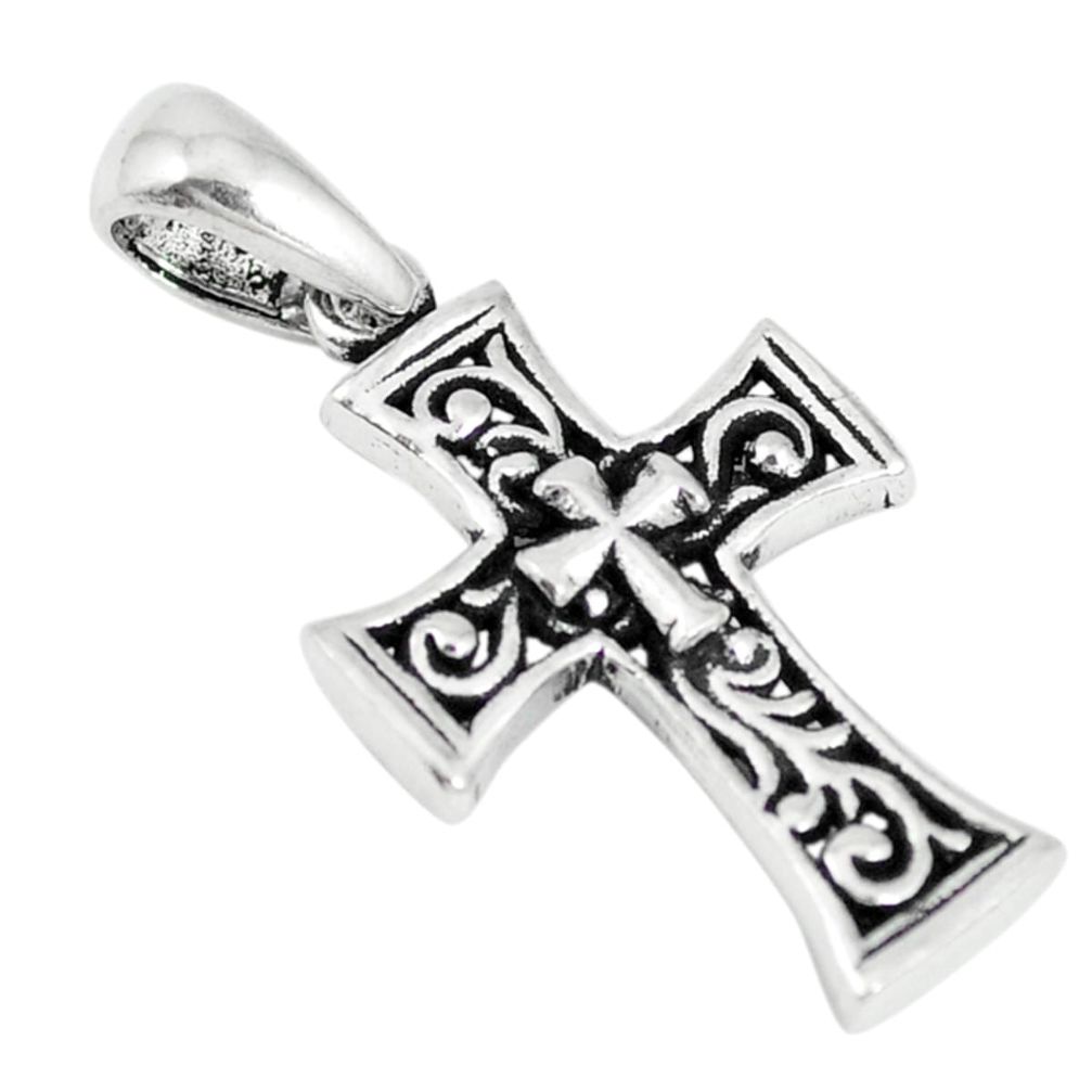 Indonesian bali style solid 925 silver holy cross pendant jewelry a72685