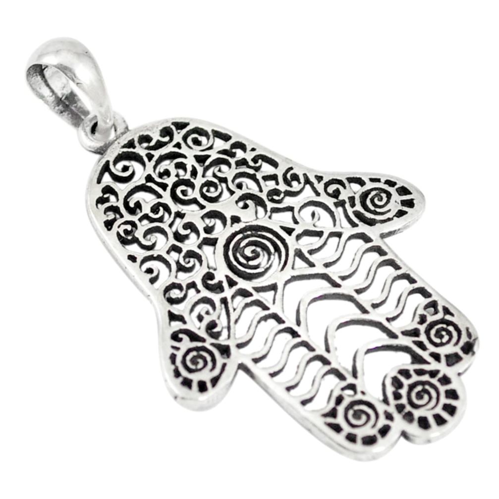 Indonesian bali style solid 925 silver hand of god hamsa pendant a72698