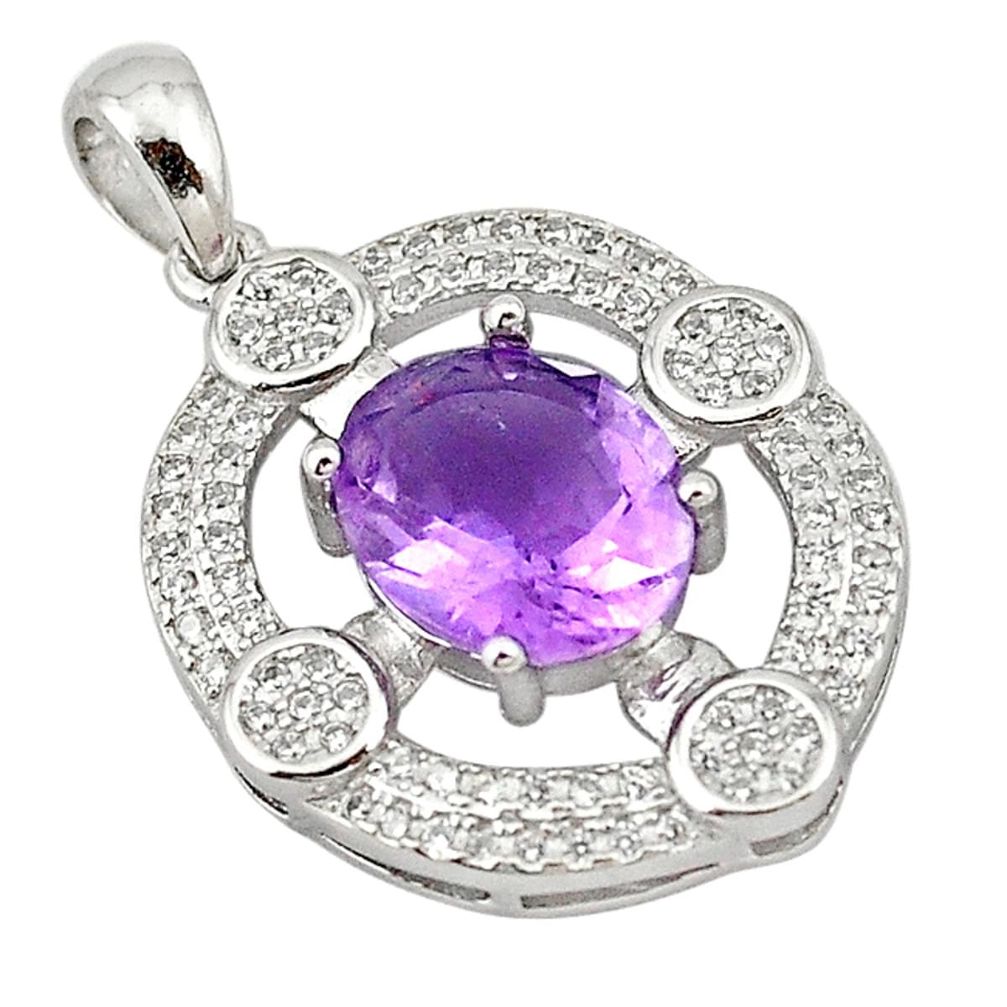 Natural purple amethyst topaz 925 sterling silver pendant jewelry a72801