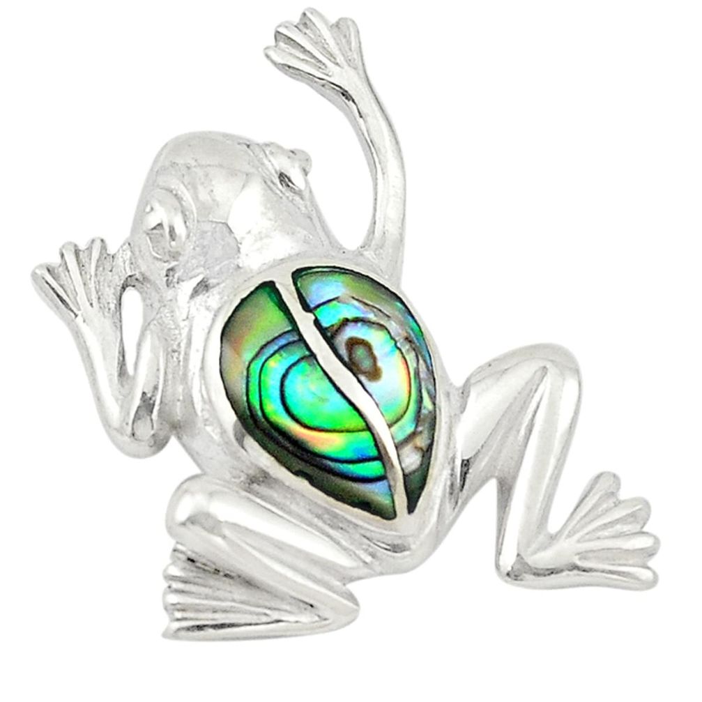 925 silver natural green abalone paua seashell frog pendant jewelry a72825