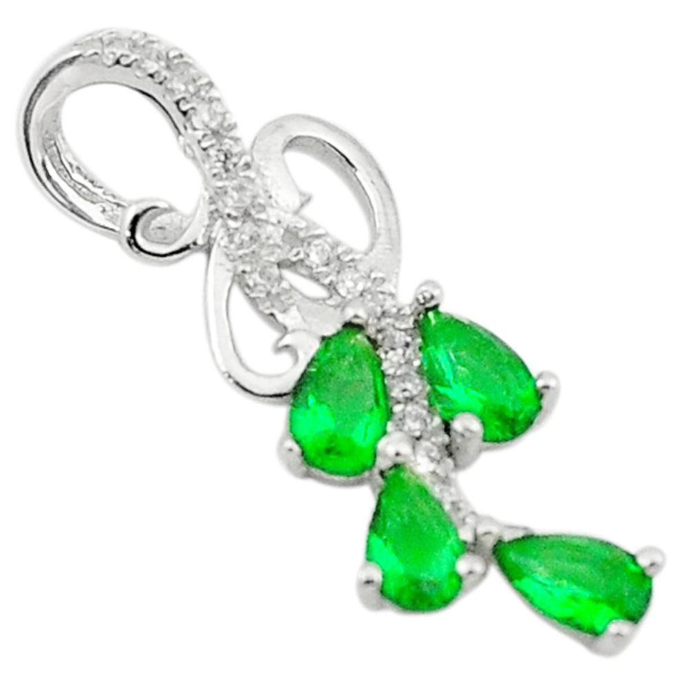 Green emerald quartz topaz 925 sterling silver pendant jewelry a73963