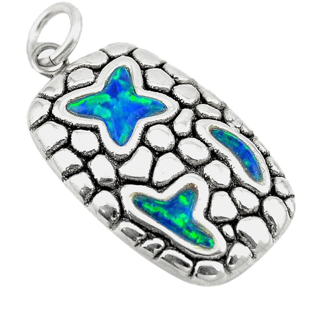 Green australian opal (lab) 925 sterling silver pendant jewelry a74029