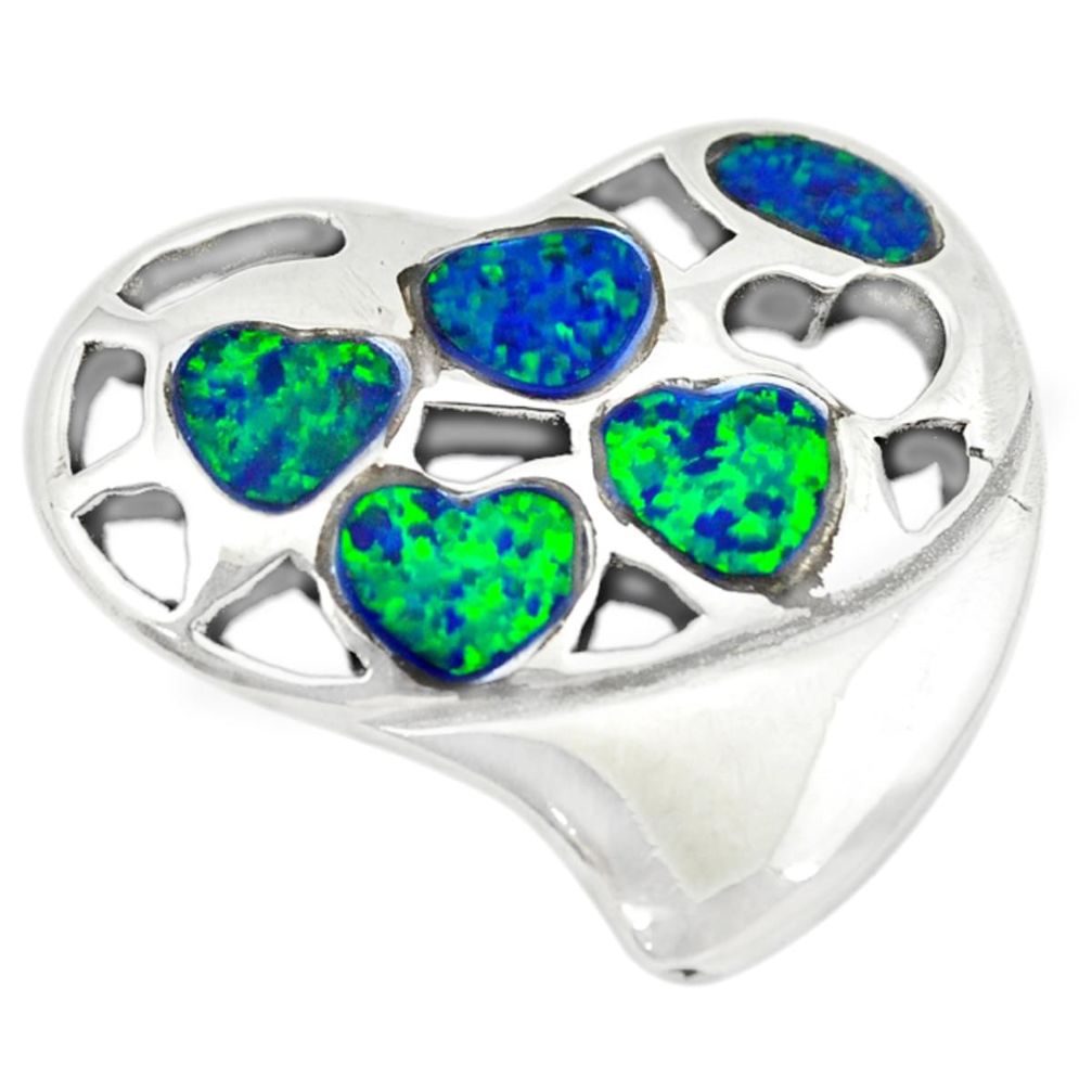 925 sterling silver green australian opal (lab) heart pendant jewelry a74040