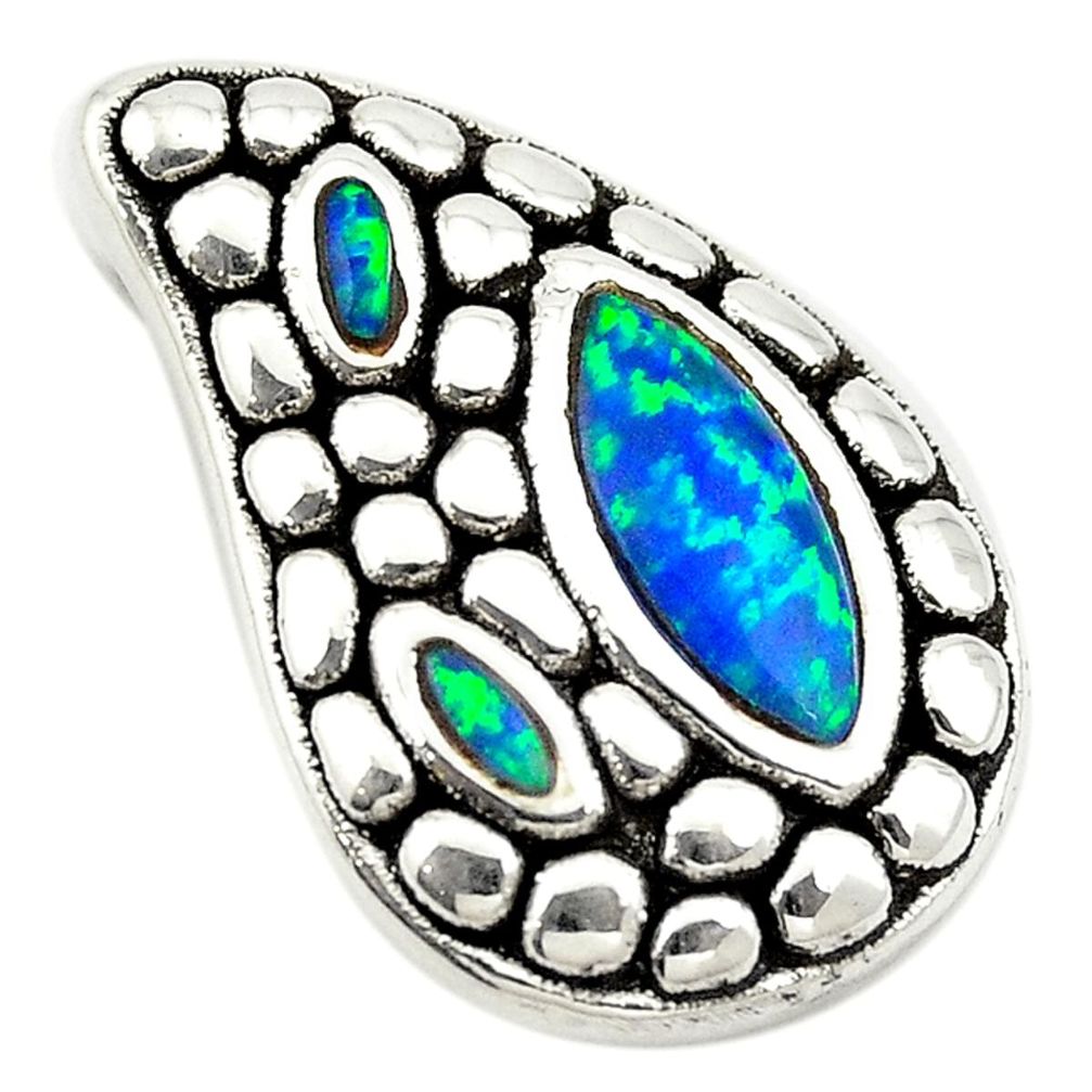 Green australian opal (lab) 925 sterling silver pendant jewelry a74047