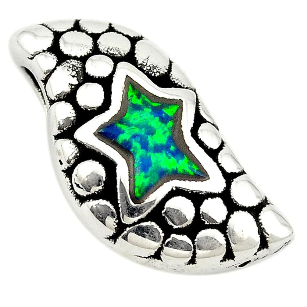 Green australian opal (lab) 925 sterling silver pendant jewelry a74051