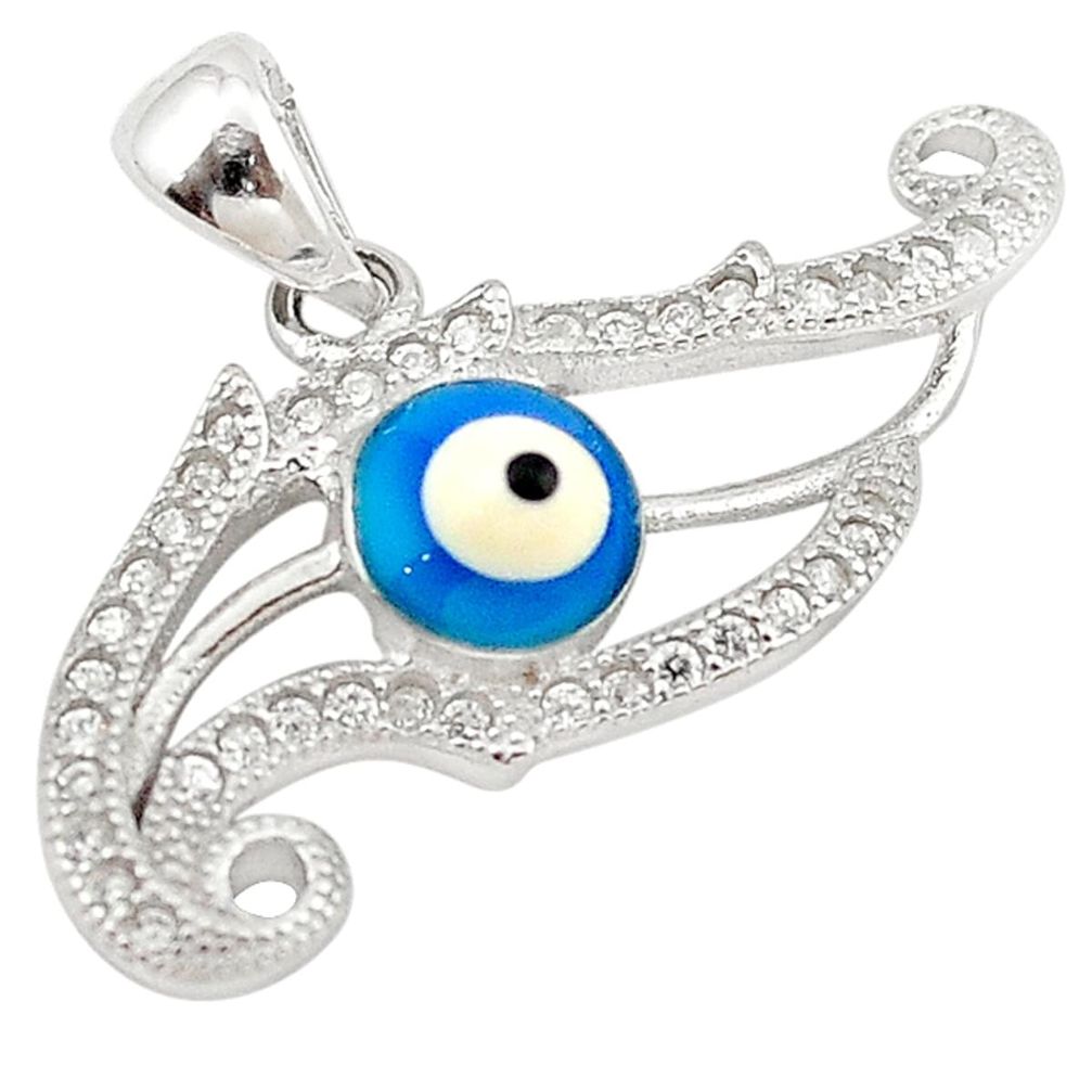 Blue evil eye talismans topaz 925 sterling silver pendant jewelry a74072