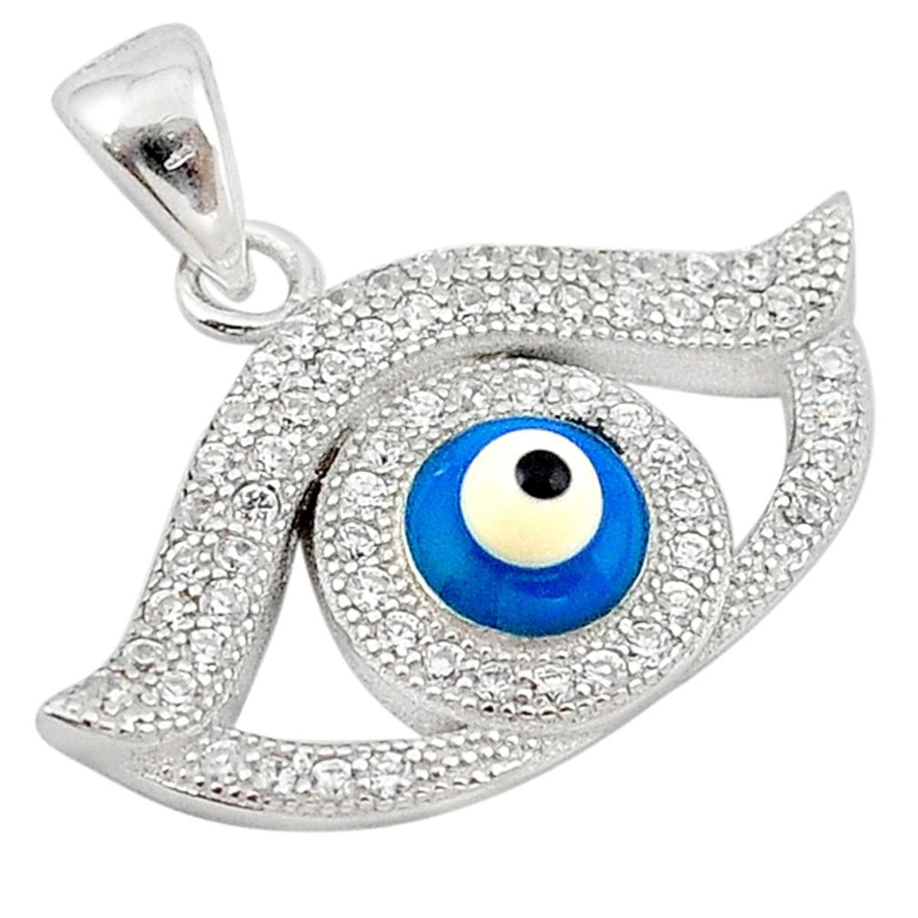 Blue evil eye talismans topaz 925 sterling silver pendant jewelry a74091