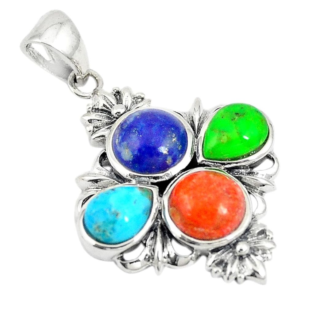 925 silver southwestern multi color copper turquoise lapis pendant a74564