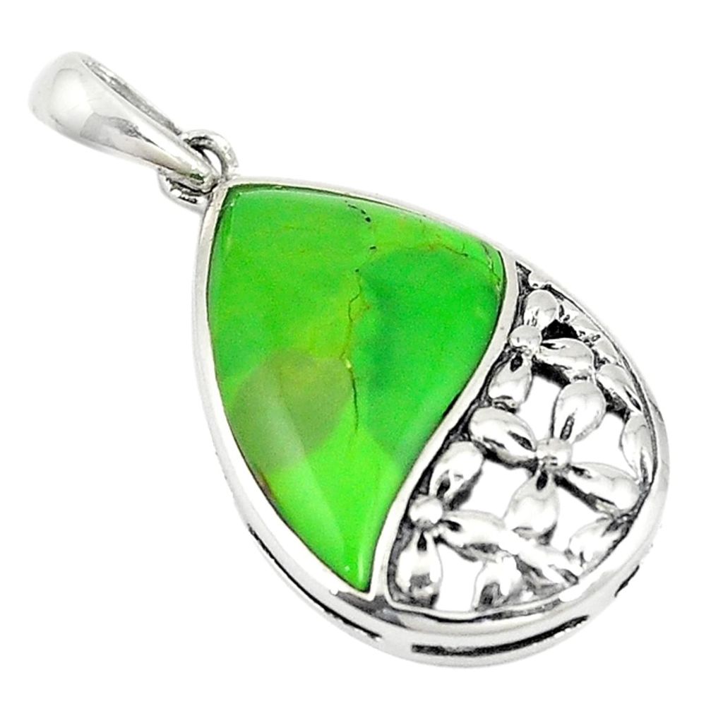 Southwestern green copper turquoise 925 sterling silver pendant a74565