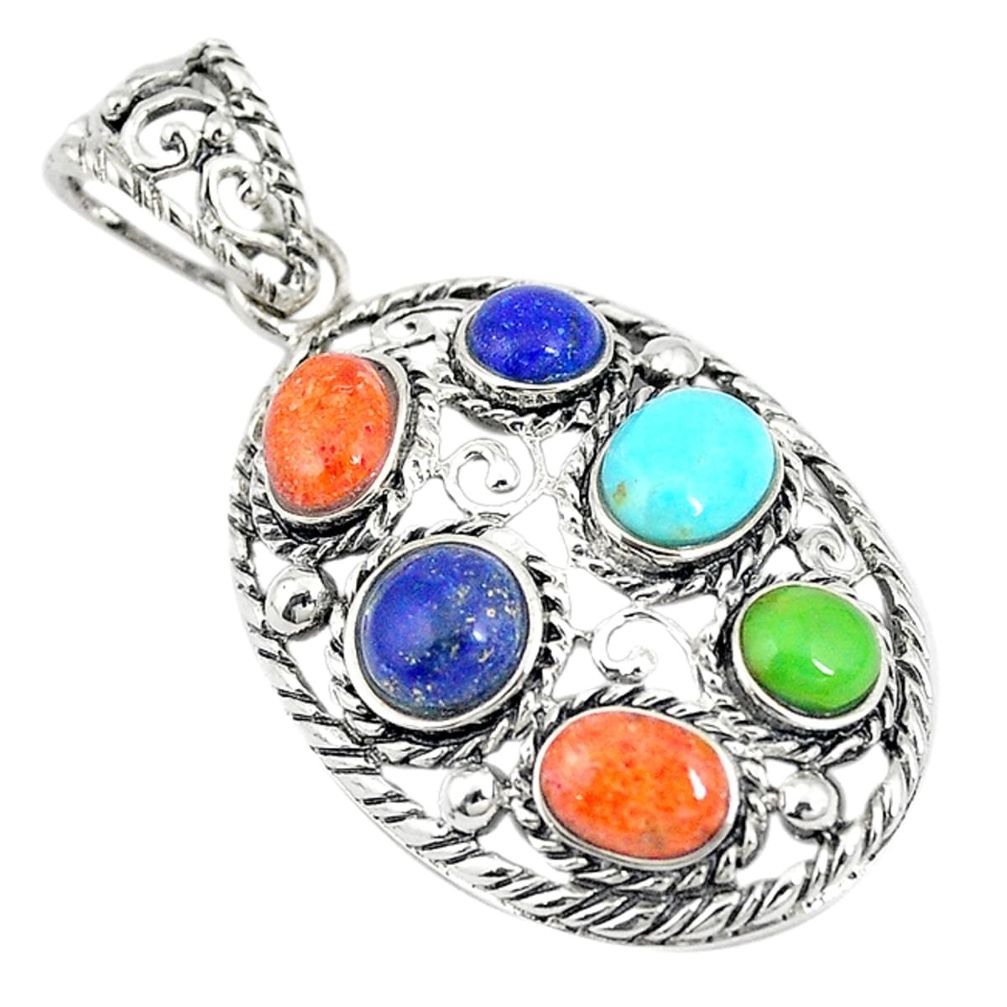 925 silver southwestern multi color copper turquoise pendant jewelry a74579