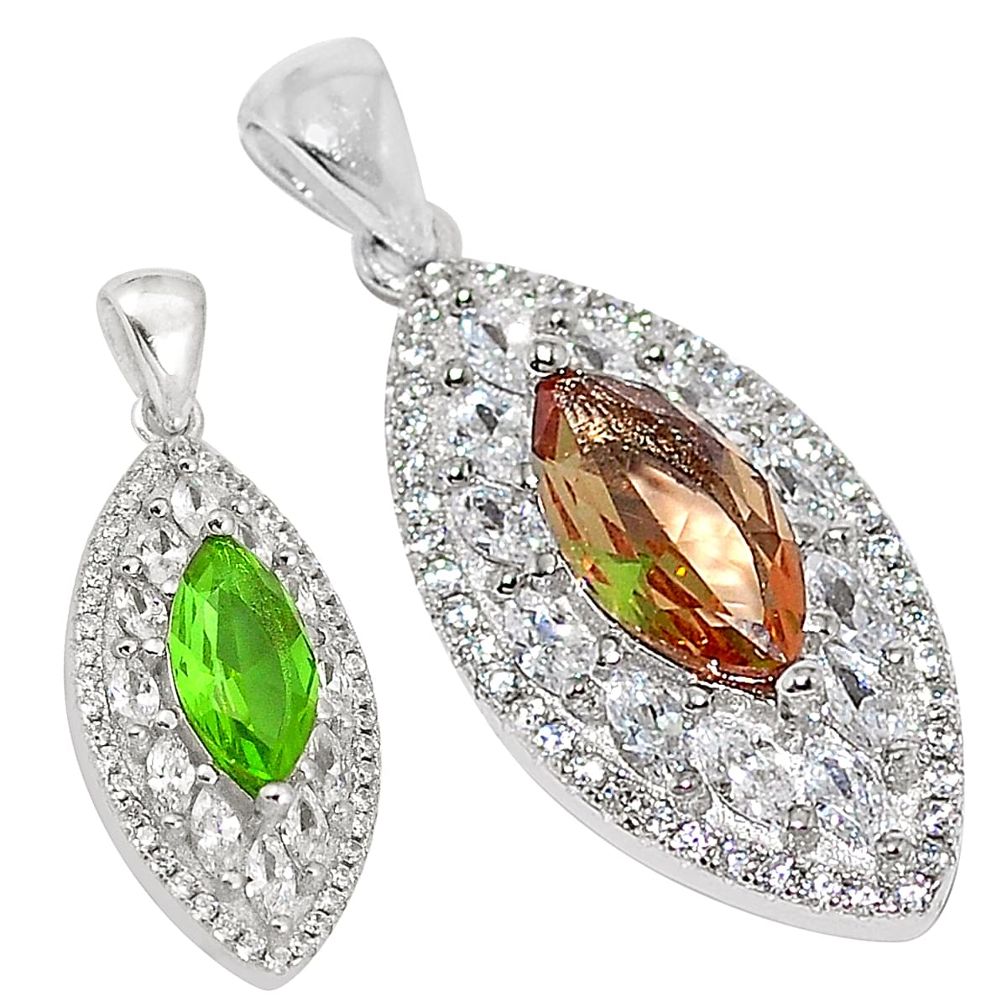 Green alexandrite (lab) topaz 925 sterling silver pendant jewelry a75148