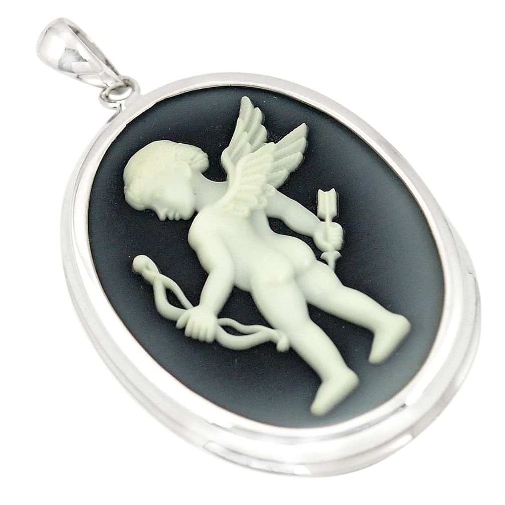 White baby wing cameo 925 sterling silver pendant jewelry a75205