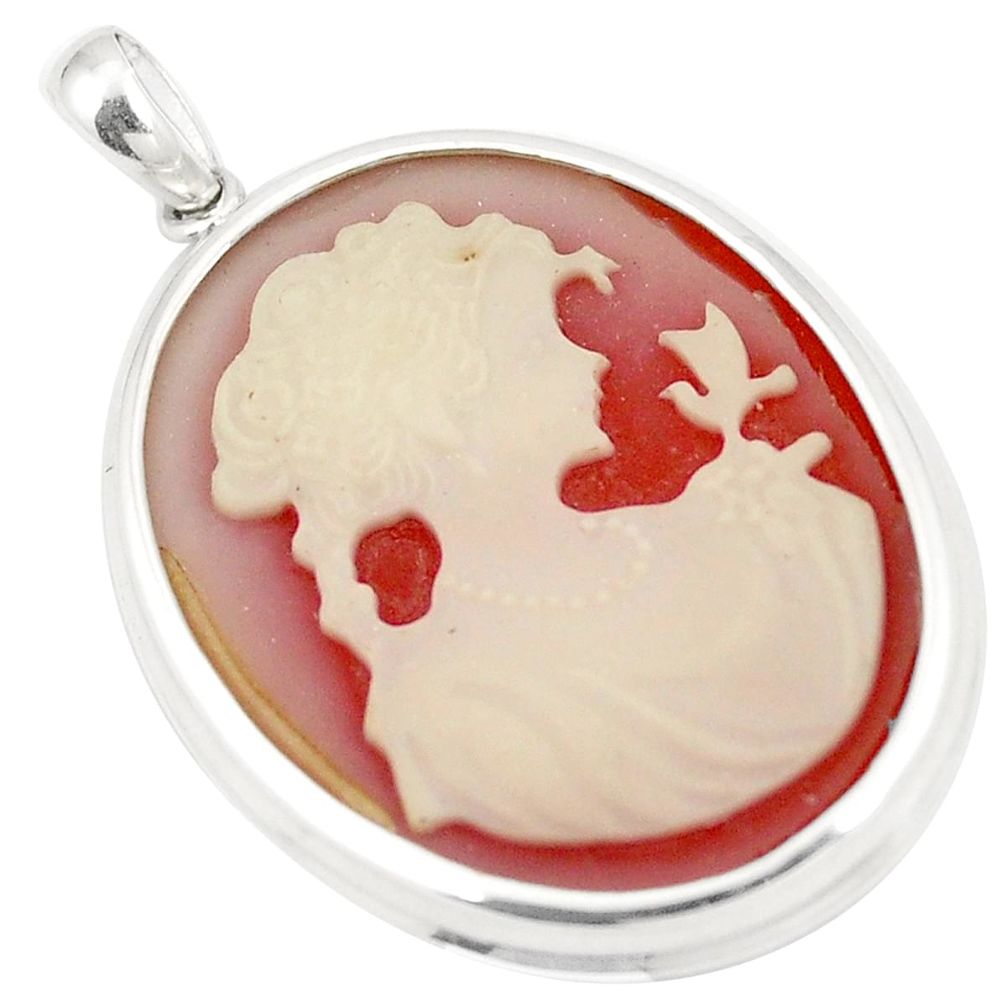 925 sterling silver white lady cameo oval pendant jewelry a75224