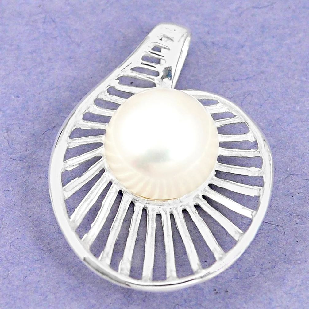 Natural white pearl 925 sterling silver pendant jewelry a75275