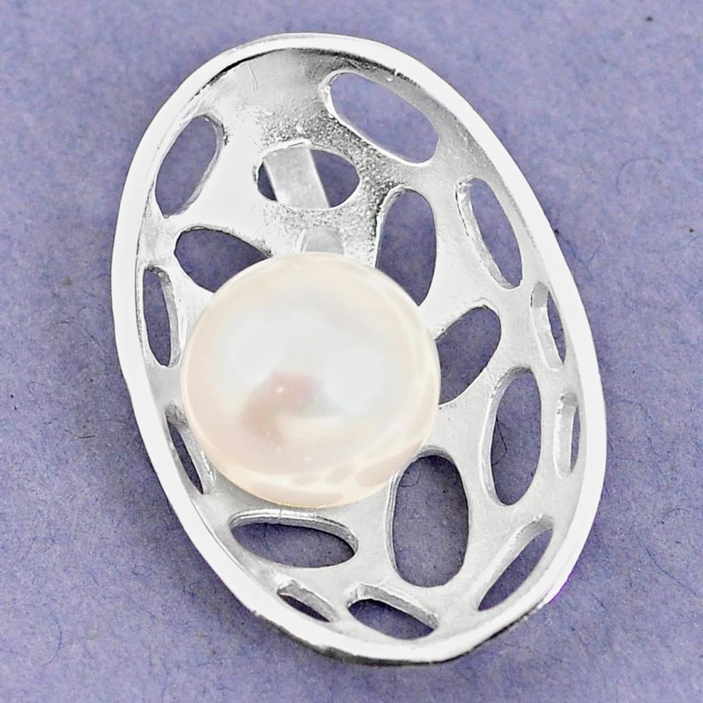 8.57cts natural white pearl 925 sterling silver pendant jewelry a75293