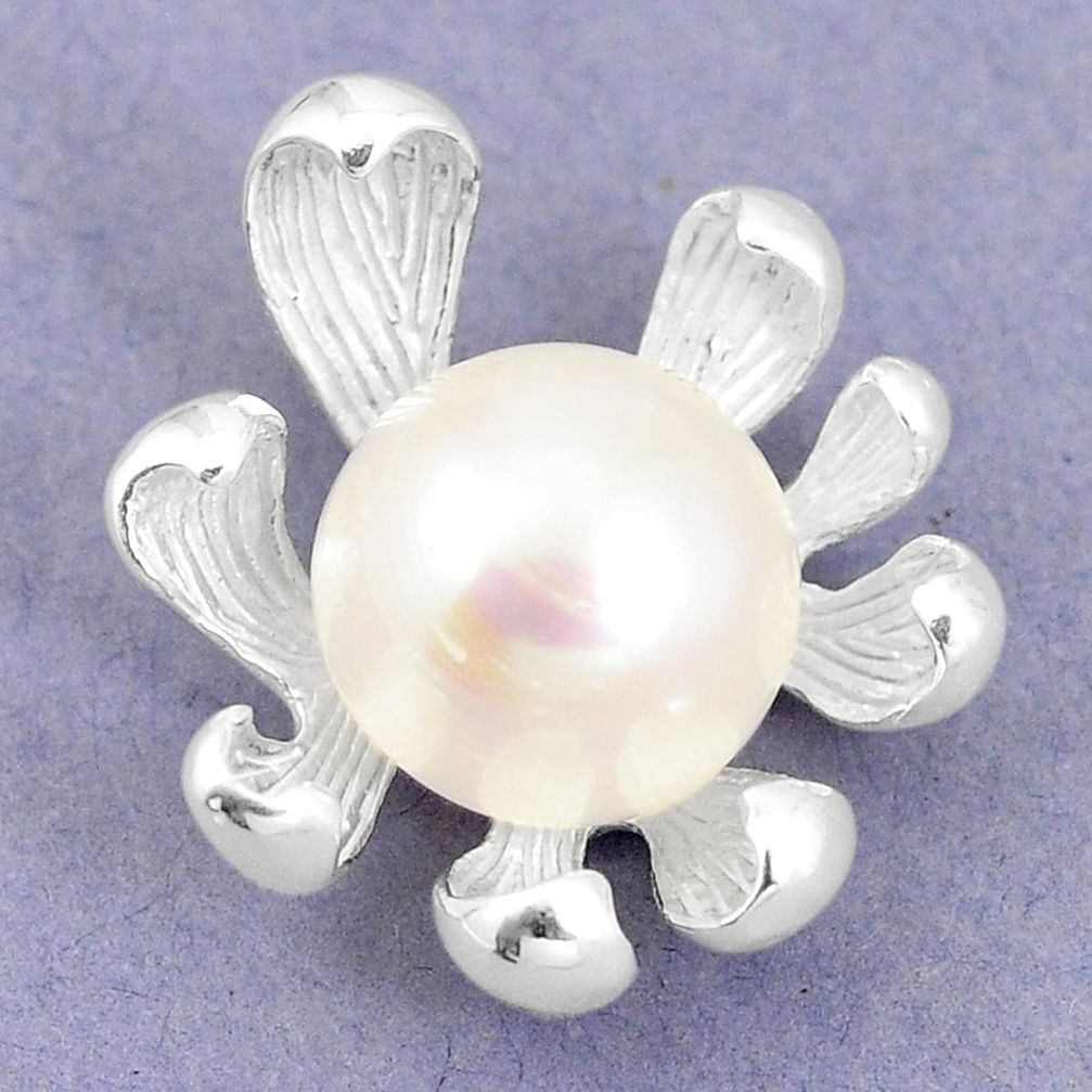 Natural white pearl 925 sterling silver pendant jewelry a75315