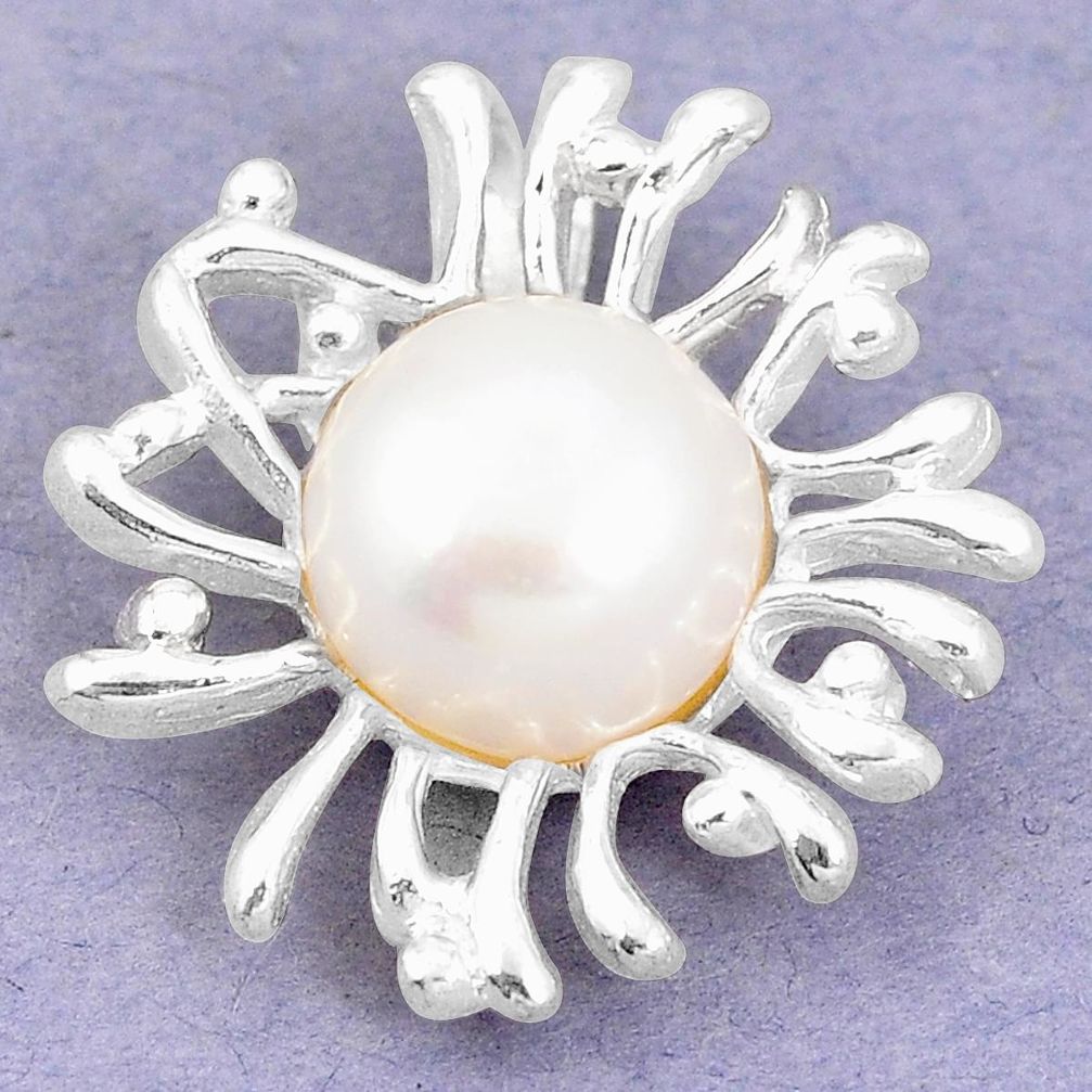 Natural white pearl 925 sterling silver pendant jewelry a75335