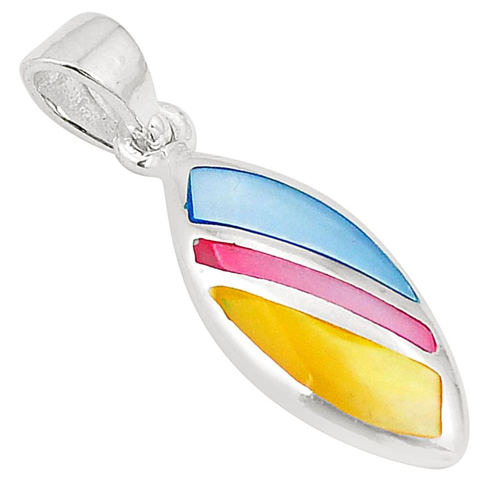 Multi color blister pearl enamel 925 sterling silver pendant jewelry a75752