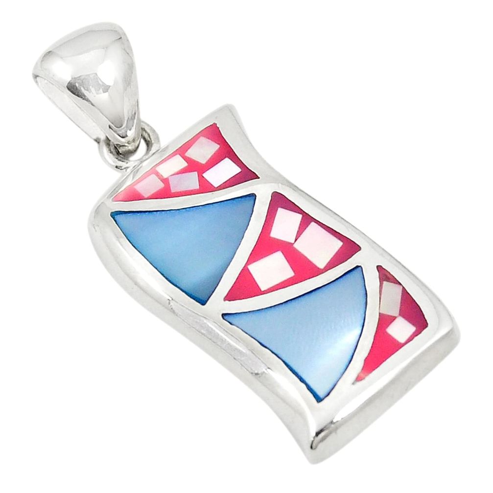 Multi color blister pearl enamel 925 sterling silver pendant jewelry a75803