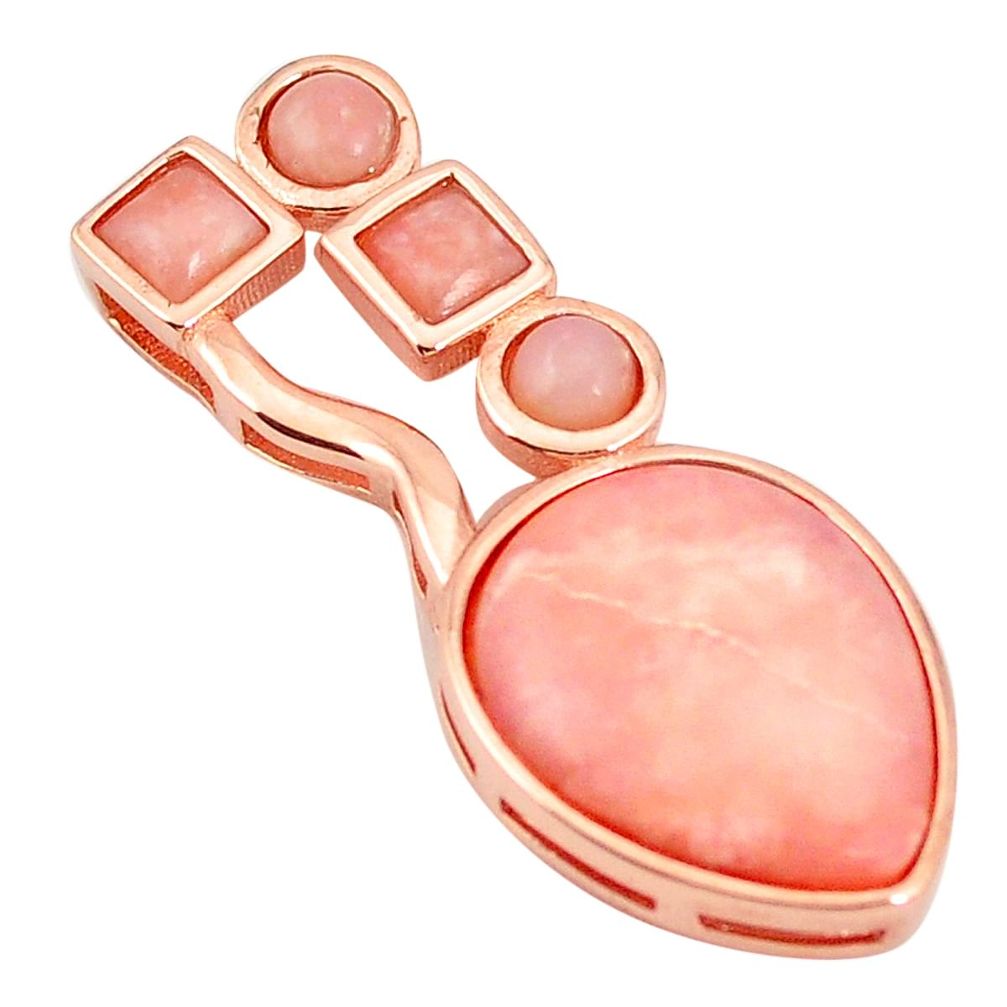 Natural pink opal 925 sterling silver 14k rose gold pendant jewelry a76068